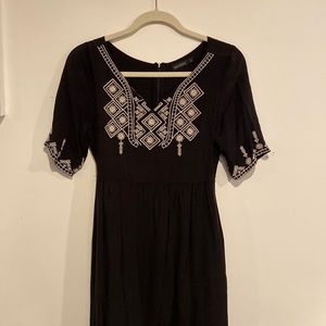 Black Dress with White Embroidery